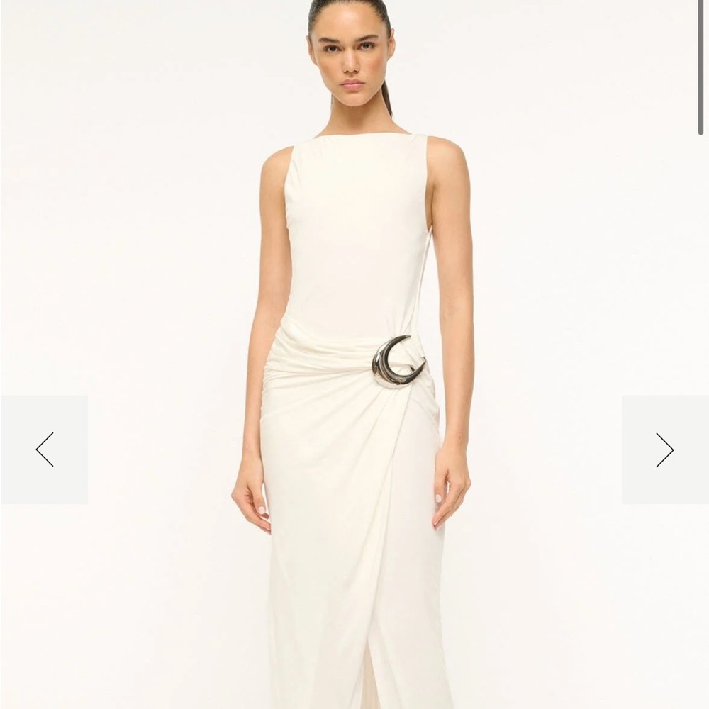 STAUD Cream Sheath Maxi Dress with Bateau Neckline